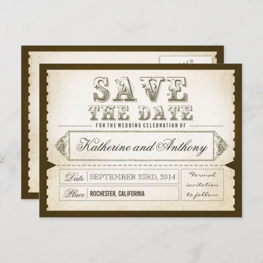 Save the Date Tickets - Postkarten (Vorne/Hinten)