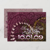 Save the Date Tiefe Lila Herzen - Ankündigungspostkarte (Vorne/Hinten)