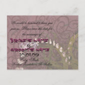 Save the Date Tiefe Lila Herzen - Ankündigungspostkarte (Rückseite)