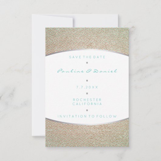 Save the Date Tiffany Ocean Aqua Silver Rose Gold (Vorderseite)