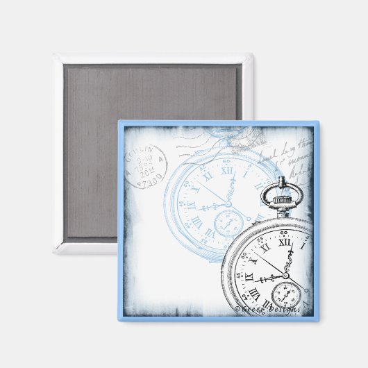 Save the Date Timepiece Pocketwatdesign Magnet (Vorderseite/Rückseite)