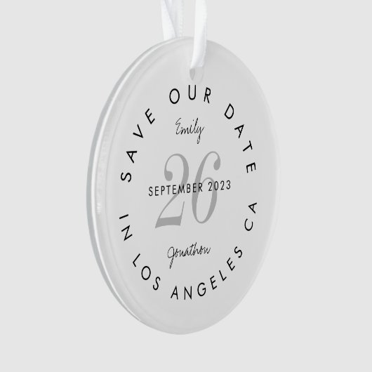 Save the Date Tinted Day Black Names typografisch Ornament (Vorderseite)