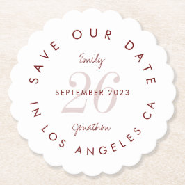 Save the Date Tinted Day Burgundy Typografie Untersetzer
