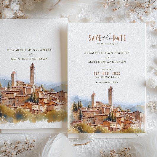 Save the Date Toskana Wedding San Gimignano Italie Einladung