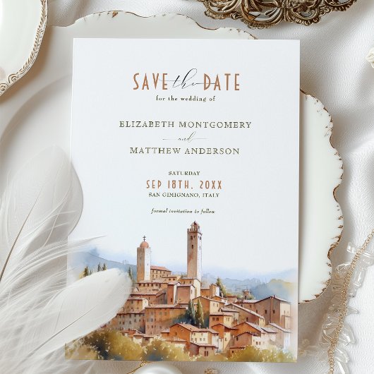 Save the Date Toskana Wedding San Gimignano Italie Einladung