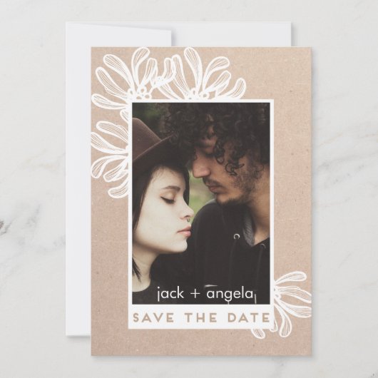 Save the Date trendige und moderne Foto Craft Card (Vorderseite)