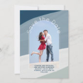 Save the Date Trending | Foto Dusty Blue Streifen Einladung (Vorderseite)