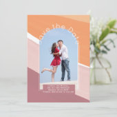Save the Date Trending | Foto Dusty Rose Orange Einladung (Stehend Vorderseite)