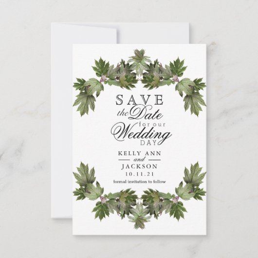 Save the Date - Trendy Green Leaf Swags (Vorderseite)