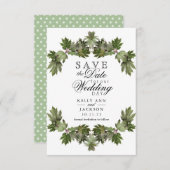 Save the Date - Trendy Green Leaf Swags (Vorne/Hinten)
