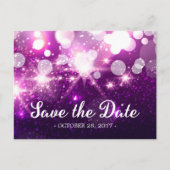 Save the Date - Trendy Lila Glitzer Glitzern Ankündigungspostkarte (Vorderseite)