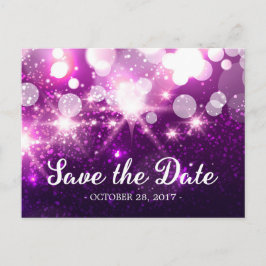Save the Date - Trendy Lila Glitzer Glitzern Ankündigungspostkarte