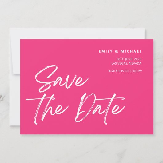 Save the Date Trendy Pink & White Flamingo Custom (Vorderseite)