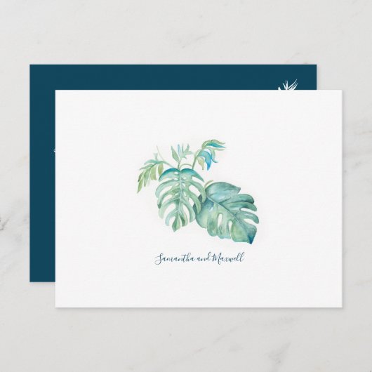 Save the Date Tropenfarbe Postkarte (Vorne/Hinten)