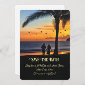 Save the Date Tropical Beach Couple Einladung (Vorne/Hinten)