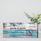 Save the Date Tropical Beach Lights Boarding Pass (Stehend Vorderseite)