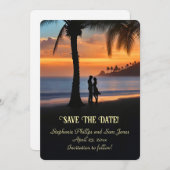 Save the Date Tropical Beach Romantic Couple Einladung (Vorne/Hinten)