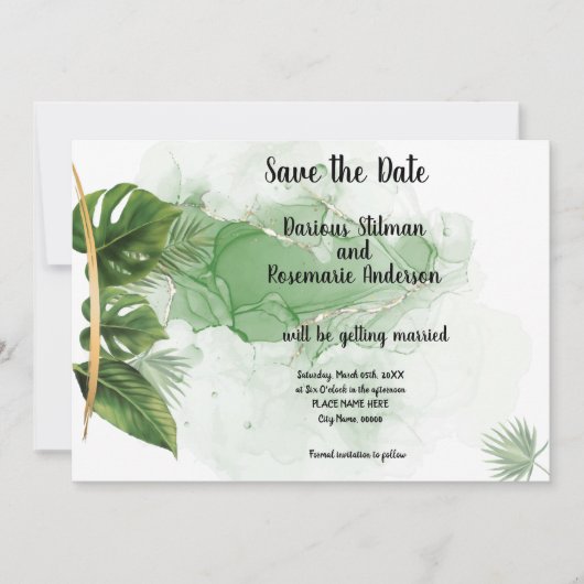 Save the Date Tropical Palm Einladung (Vorderseite)