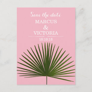 Save the Date Tropical Palm Frond Leaf Wedding Ankündigungspostkarte