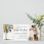 Save the Date Tropical Palm Tree Boarding Pass (Stehend Vorderseite)