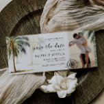 Save the Date Tropical Palm Tree Boarding Pass<br><div class="desc">Träumen Sie von einer romantischen Hochzeit am Strand? In Liebe mit dem Sand unter den Füßen, die Meeresbrise und ein schöner Horizont? Unser Strandziel Save the Date Hochzeitsfahrkarte ist der ideale Weg, um Ihren großen Tag noch mehr zu einem besonderen Erlebnis zu machen. Mit romantischen tropischen Palmen in Wasserfarbe, einem...</div>