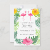 Save the Date Tropical Pink Flamingo Wedding (Vorderseite)
