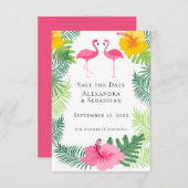 Save the Date Tropical Pink Flamingo Wedding (Vorne/Hinten)