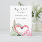 Save the Date Tropical Pink Flamingo Wedding (Stehend Vorderseite)