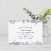 Save the Date tropische Amethyst-Blätter (Stehend Vorderseite)