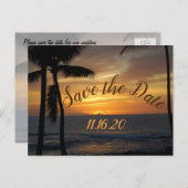 Save the Date Tropische Hochzeit Ankündigungspostkarte (Vorne/Hinten)