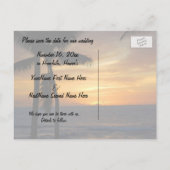 Save the Date Tropische Hochzeit Ankündigungspostkarte (Rückseite)