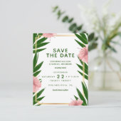 Save The Date | Tropische Hochzeit Postkarte (Stehend Vorderseite)