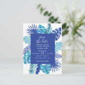 Save The Date | Tropische Hochzeit Postkarte (Stehend Vorderseite)