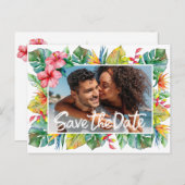 Save the Date Tropische Hochzeit Postkarte (Vorne/Hinten)