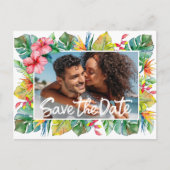 Save the Date Tropische Hochzeit Postkarte (Vorderseite)