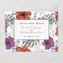 Save the Date tropischer Blume Hibiskus Postkarte