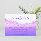 Save the Date Tropischer Ozean Rosa Wellen Kobalt (Stehend Vorderseite)