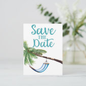Save the Date tropisches Paradies Postkarte (Stehend Vorderseite)