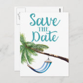 Save the Date tropisches Paradies Postkarte (Vorne/Hinten)