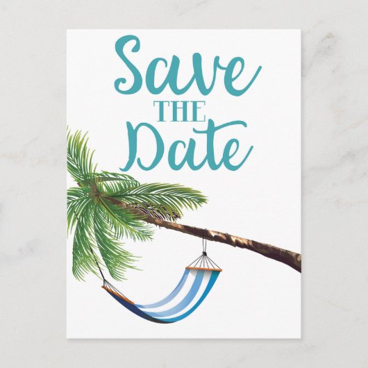 Save the Date tropisches Paradies Postkarte (Vorderseite)