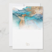 Save the Date türkisfarbene und goldfarbene Marmor Einladung (Rückseite)