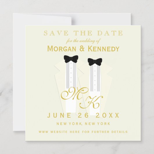Save the Date Tuxedo Bow Krawatte Groom Wedding Magneteinladung (Vorderseite)