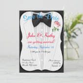 "Save the Date" Tuxedo Einladung (Stehend Vorderseite)