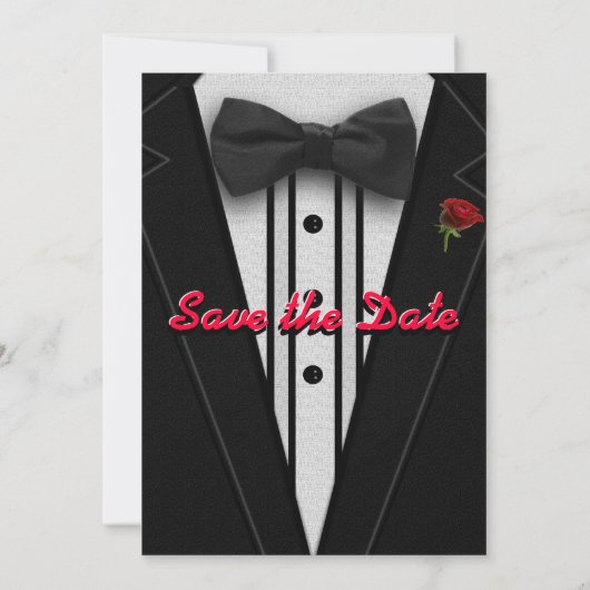 "Save the Date" Tuxedo Einladung (Rückseite)