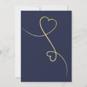 Save The Date | Two Gold Hearts Navy Blue Wedding (Rückseite)