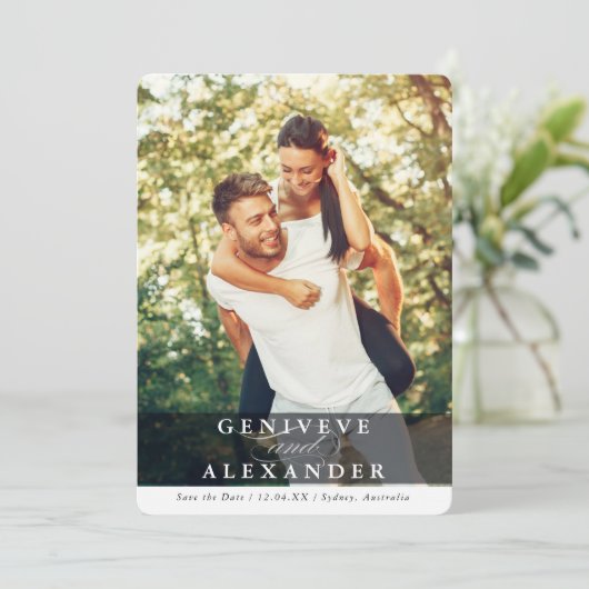 SAVE THE DATE überlagerte Fotos Einladung (Stehend Vorderseite)