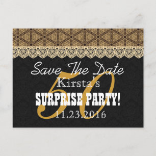 Save the Date ÜBERRASCHEN 50. Geburtstag A002 GOLD Ankündigungspostkarte