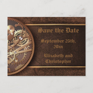 Save the Date übersetzt steampunk Goldbraun Ankündigungspostkarte