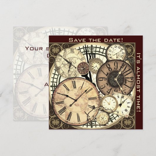 Save the Date - Uhren - Einladungsvorlage (Vorne/Hinten)