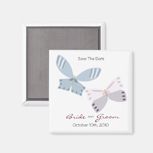 Save the Date und Schmetterlinge Magnet (Vorderseite/Rückseite)